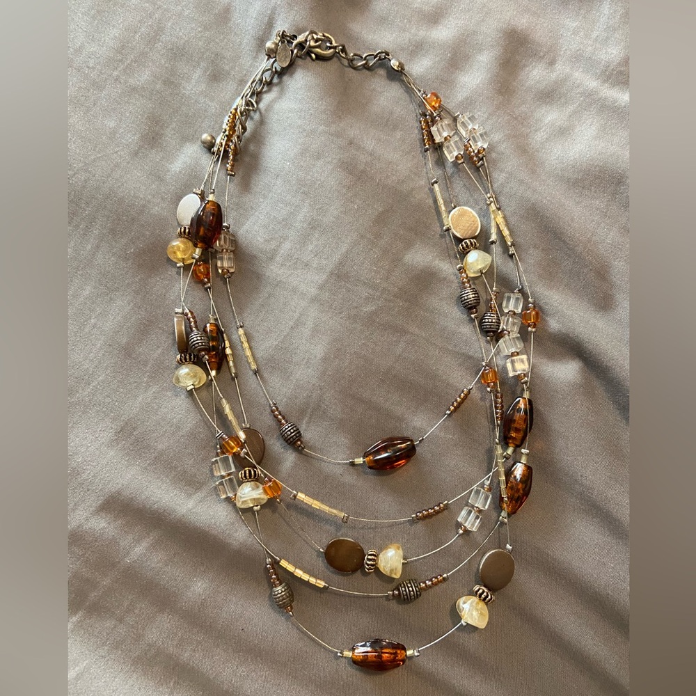 Chicos Beaded Necklace - Warm Tones - Picture 2 of 6